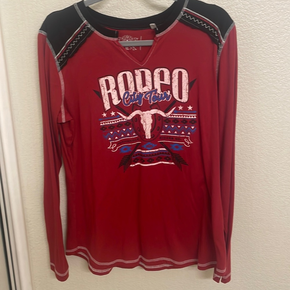 Black and Red Western Shirt Long Sleeve With Fringe